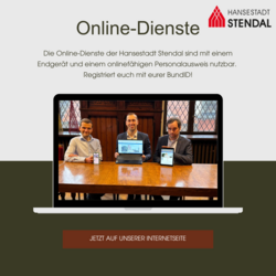 Vorstellung der Onlinedienste durch Armin Fischbach, Bastian Sieler und Oliver Wiedenhöver (v.l.n.r.) ©Hansestadt Stendal