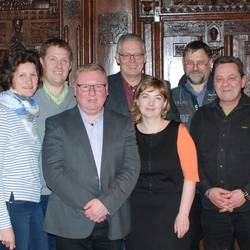 Vorstand der Partnerschaftsgesellschaft der Hansestadt Stendal e.V. (v.l. Dorina Zimmermann, Donald Lyko, Steffen Tank, Axel Achilles, Gesine Seidel, Rüdiger Hell und Frank Boden)